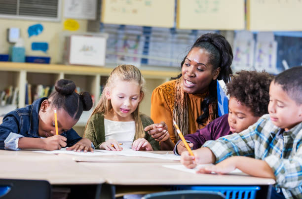 Teacher providing hands-on small group instruction